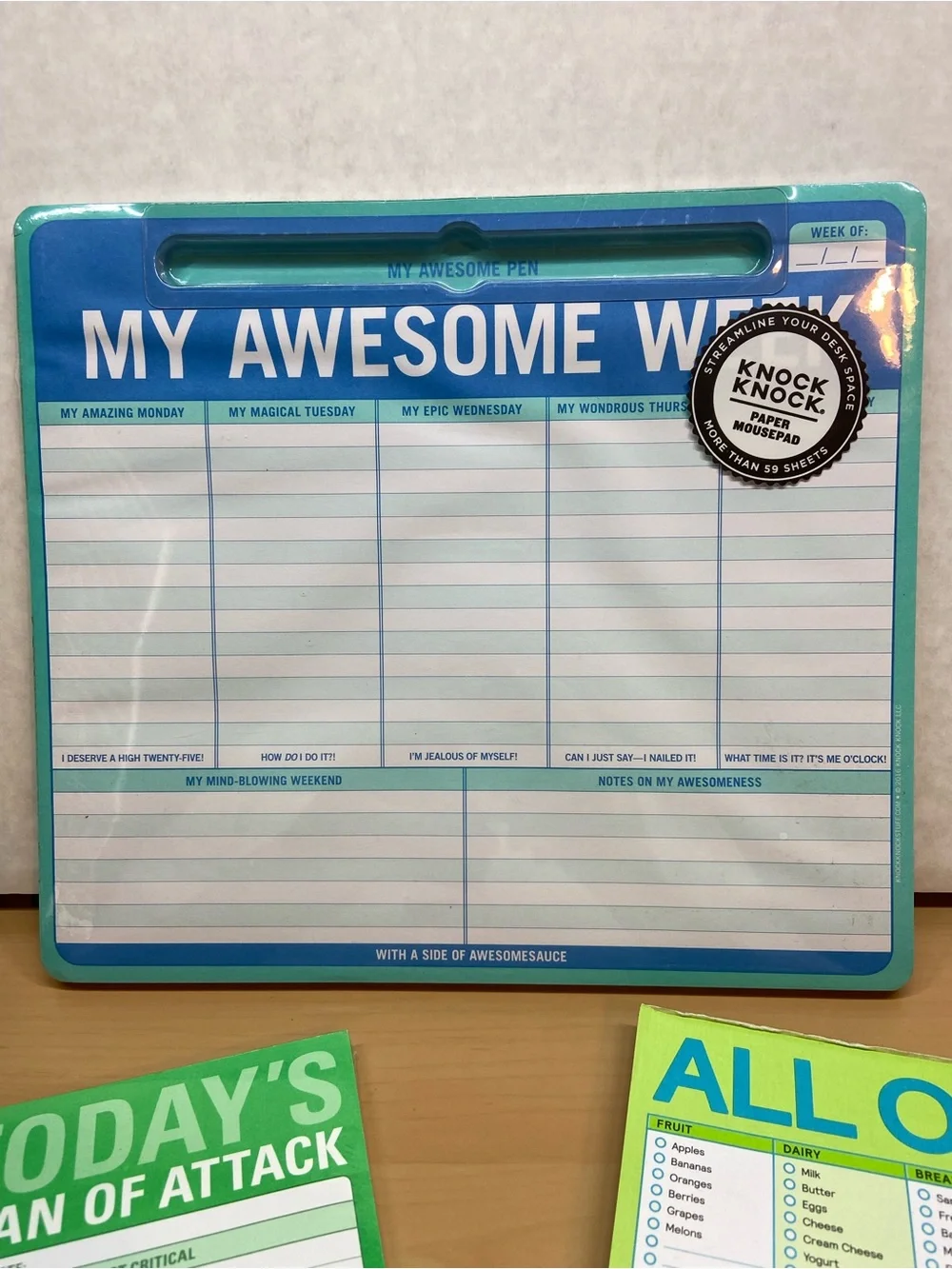 Knock Knock Green & Blue My Awesome Week Planner + Green Checklist Pads